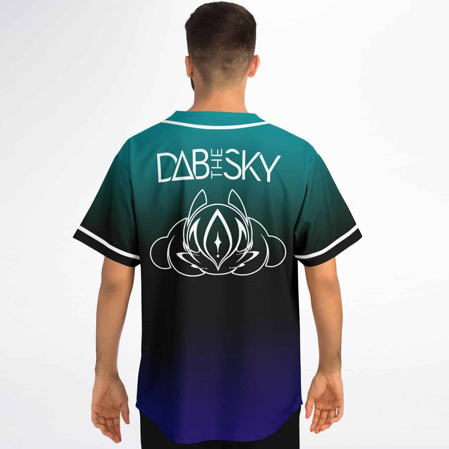 Dab The Sky Teal Black Symmetrical Winged Rave Baseball Jersey