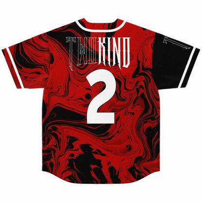 Black Red Liquid Marble Rave Baseball Jersey