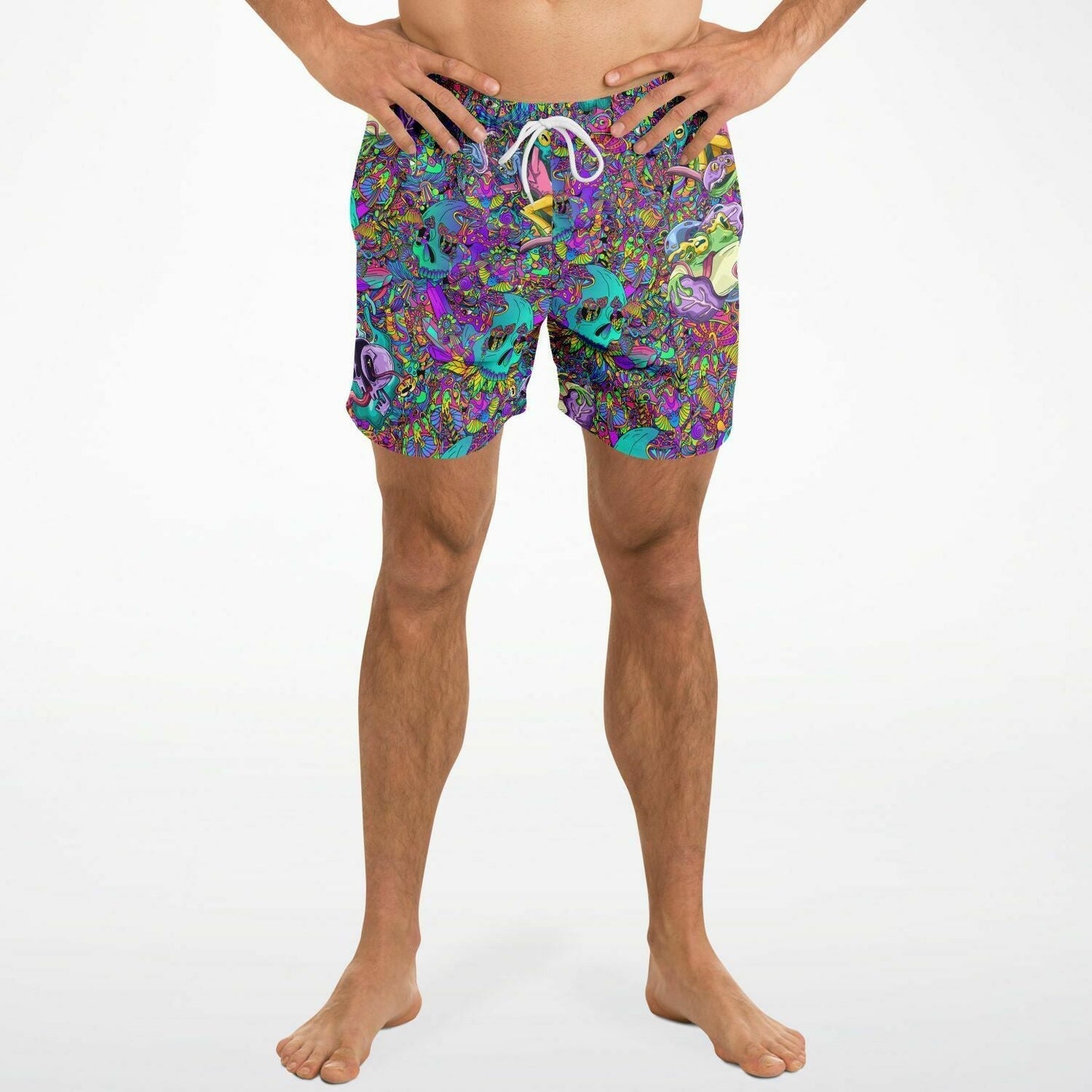 — Teal Dense Psychedelic Rave Swim Trunks