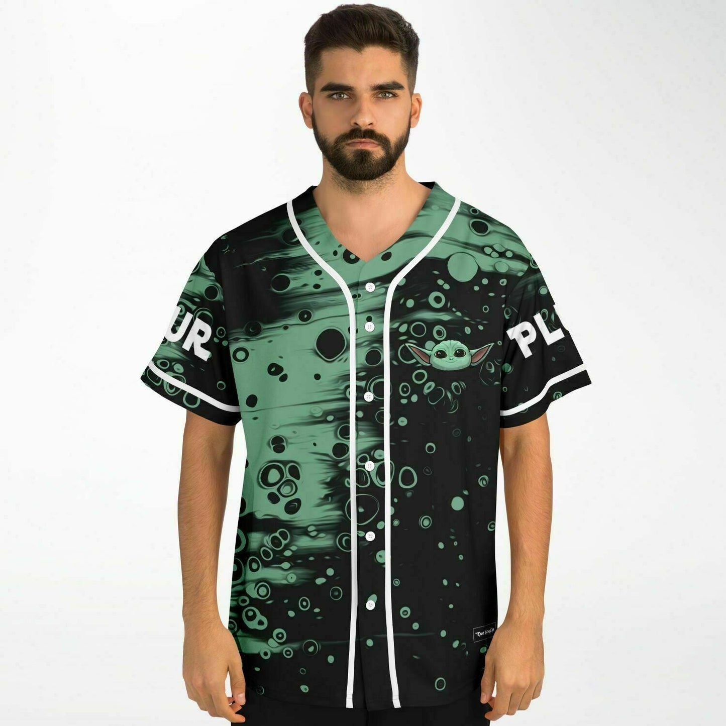 Sage Green Abstract Bubble Rave Baseball Jersey