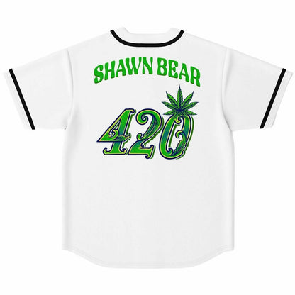 White Cannabis Leaf Rave Baseball Jersey