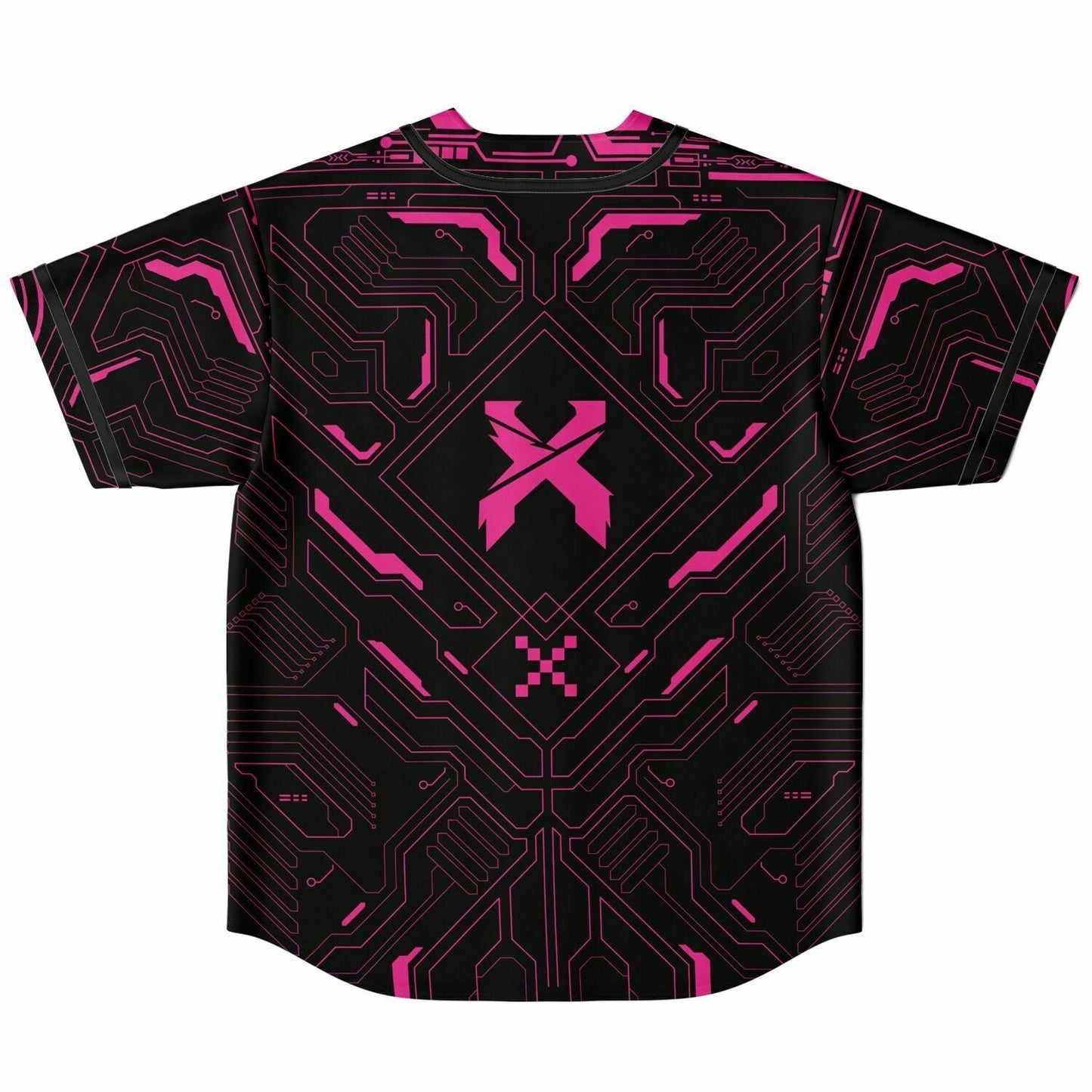 Black & Pink Cyberpunk Circuit Reversible Baseball Jersey
