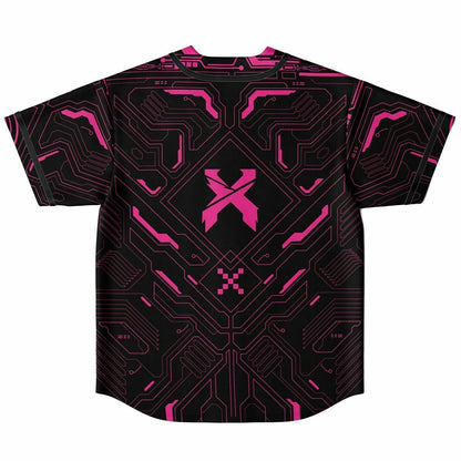Black & Pink Cyberpunk Circuit Reversible Baseball Jersey