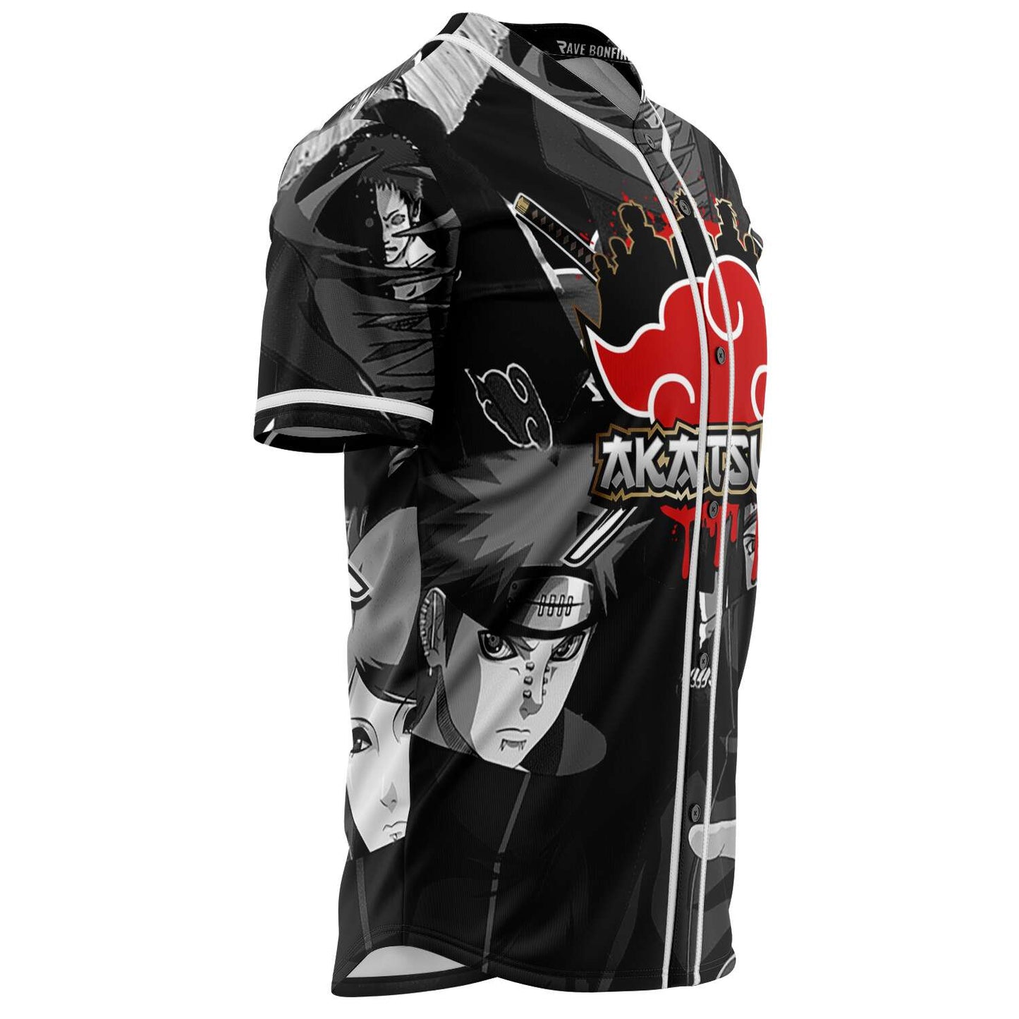 Black Grayscale Akatsuki Red Rave Baseball Jersey