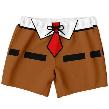 Brown Novelty Trompe Rave Swim Trunks