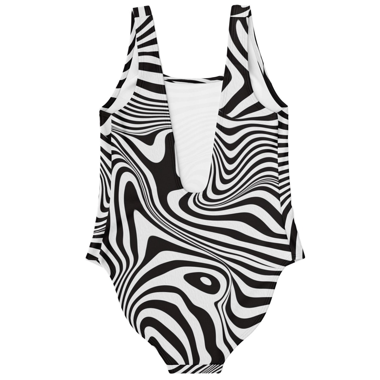 Black White Warped Op Rave Swimsuit