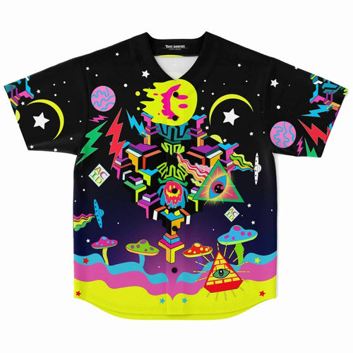 Black Night Psychedelic Cosmic Rave Baseball Jersey