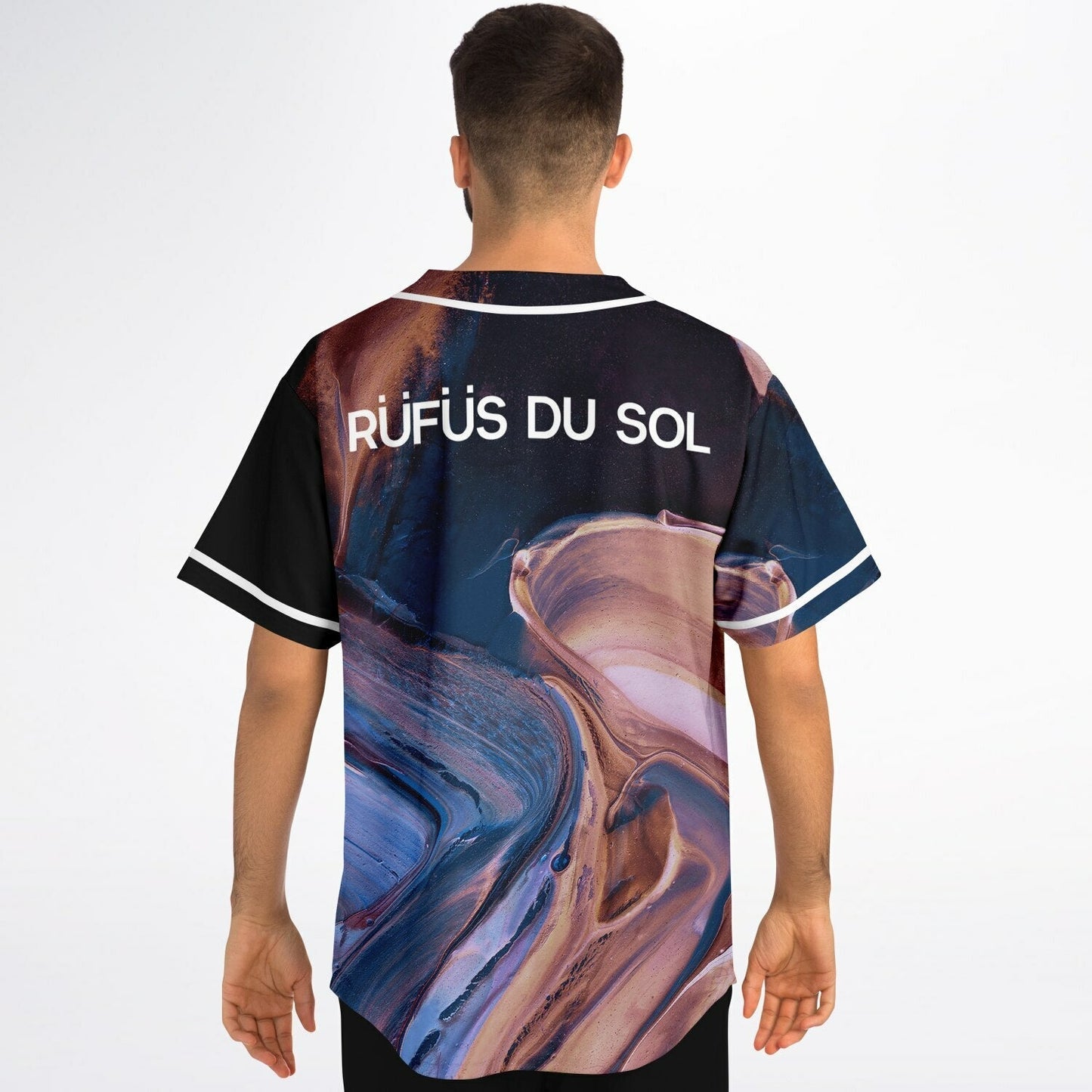 RÜFÜS DU SOL Black Swirling Oil Rave Baseball Jersey