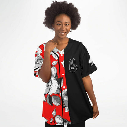 Rezz Red Split Grayscale Rave Baseball Jersey
