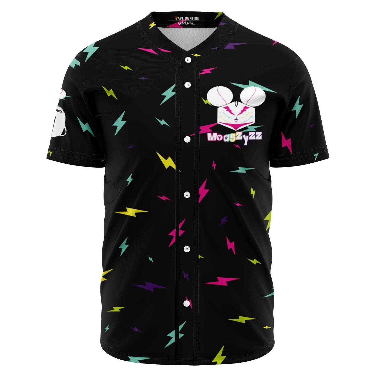 Black Scattered Lightning Rave Baseball Jersey