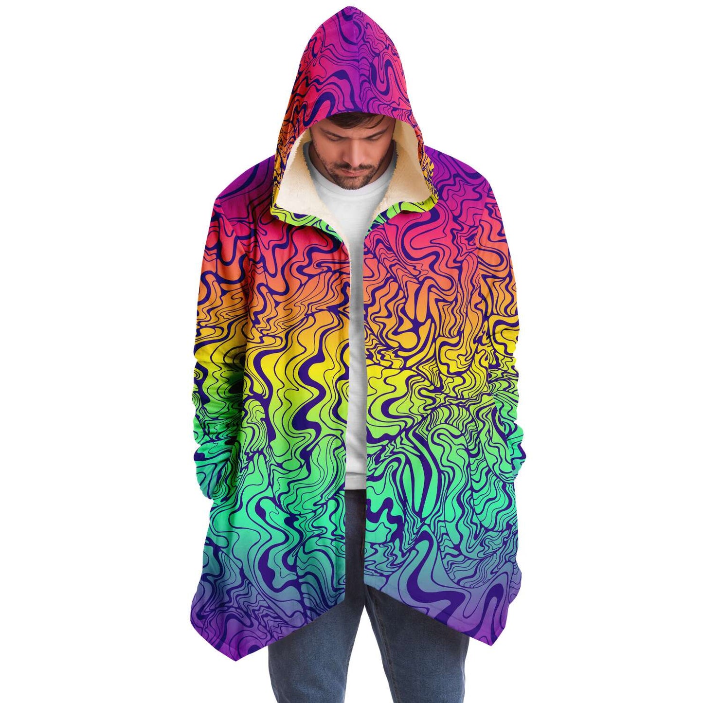 Full Rainbow Trippy Liquid Rave Cloak