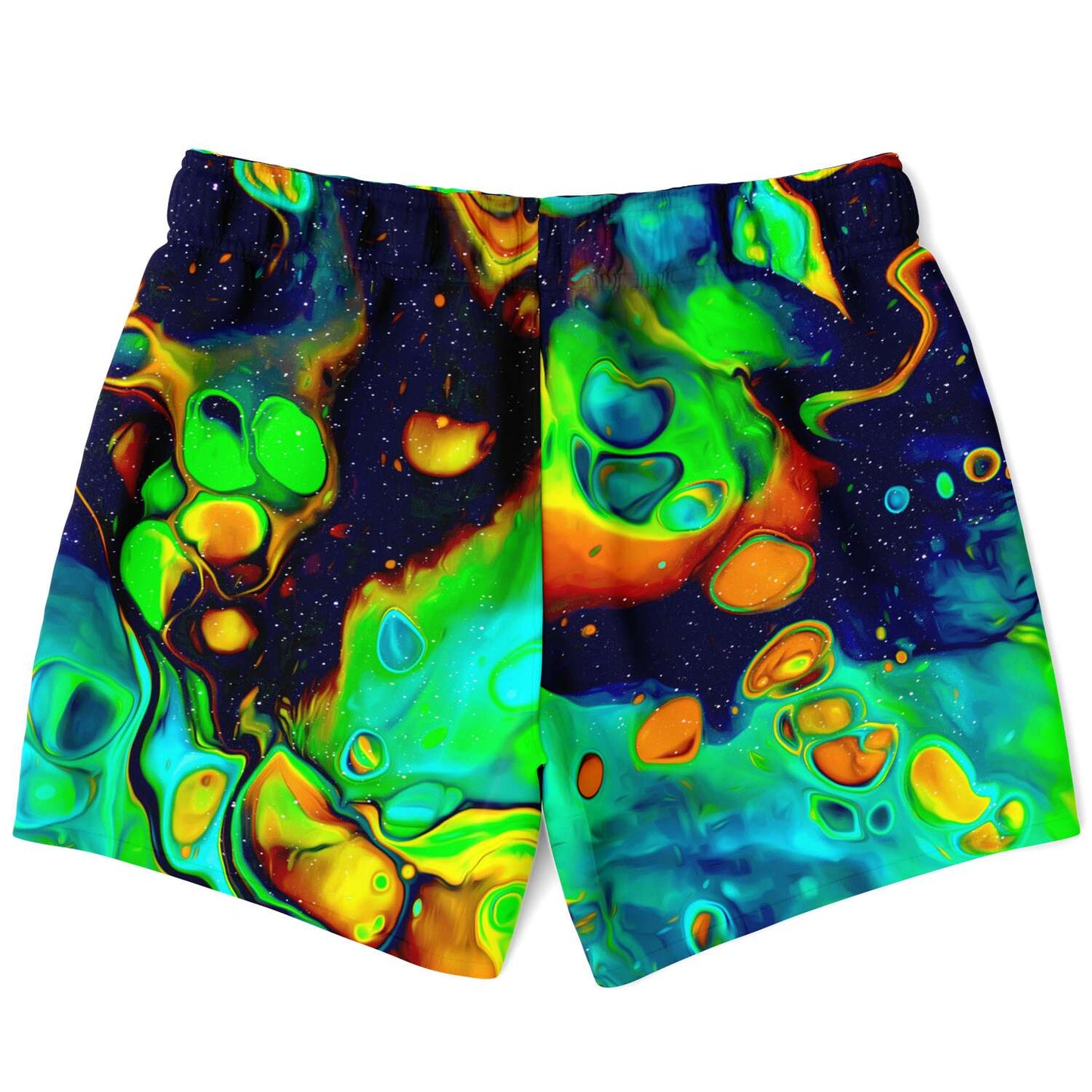 Navy Abstract Fluid Rave Swim Trunks