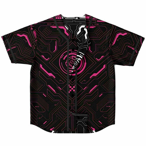 Black & Pink Cyberpunk Circuit Reversible Baseball Jersey