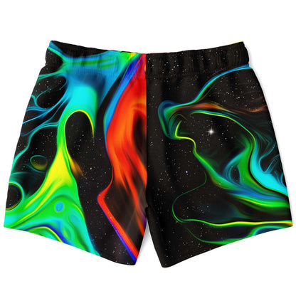 Black Abstract Flowing Rave Swim Trunks