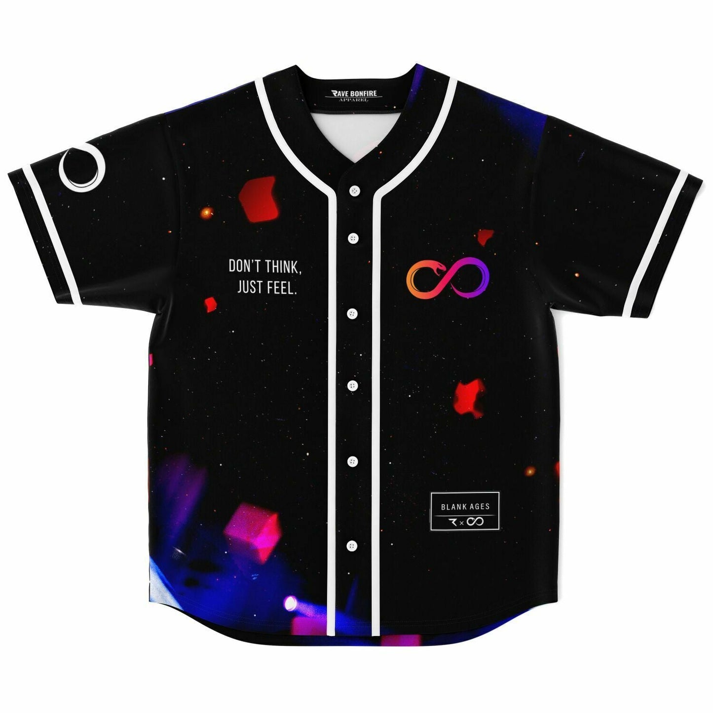Blank Ages Black Cosmic Dark Starfield Rave Baseball Jersey
