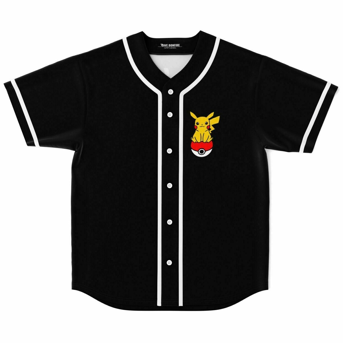 Black Pikachu Sitting Rave Baseball Jersey