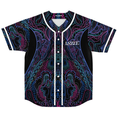 LSZEE Black Symmetrical Psychedelic Rave Baseball Jersey