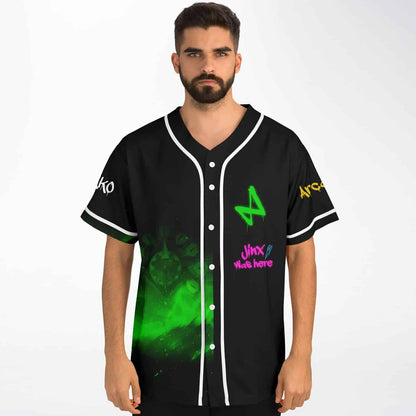 Black Glowing Green Rave Baseball Jersey