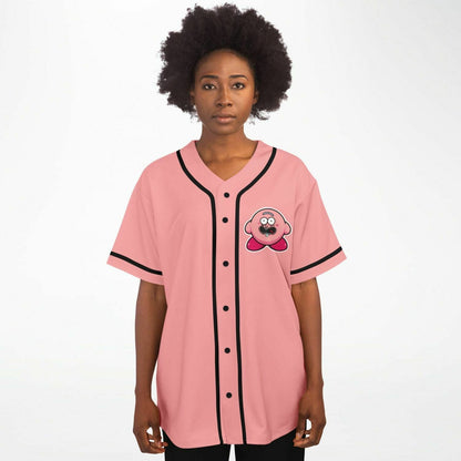 Salmon Pink Kirby Cartoon Rave Baseball Jersey
