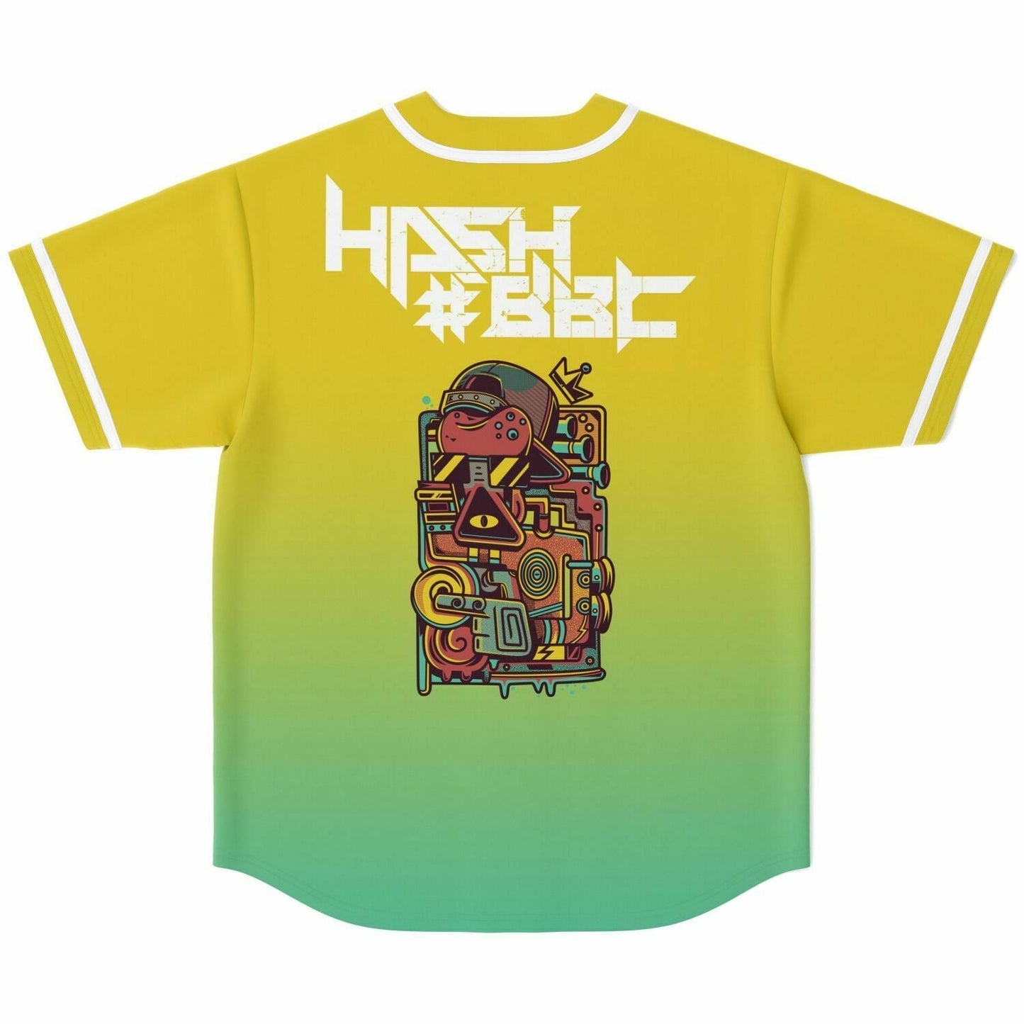 Yellow Green Abstract Robotic Rave Baseball Jersey
