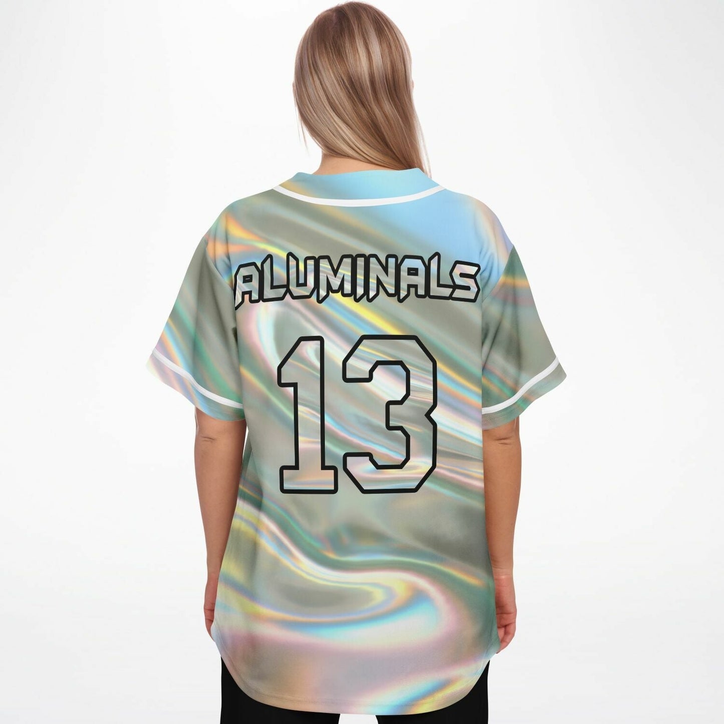 Silver Liquid Holographic Rave Baseball Jersey