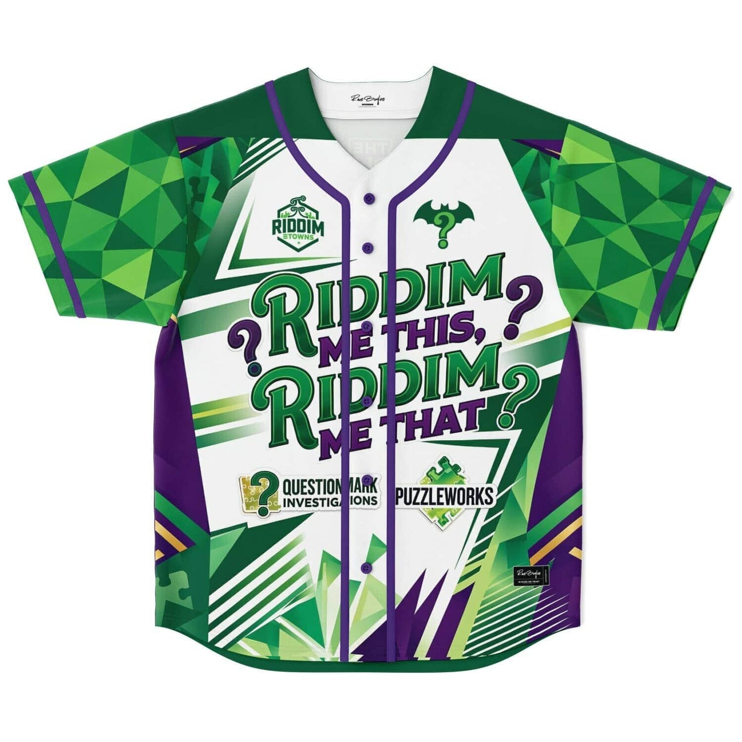 Green Purple Riddler Rave Baseball Jersey