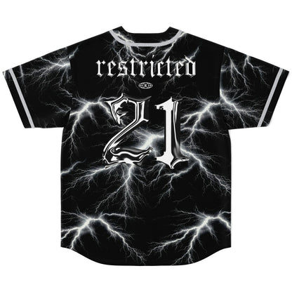 Black Electric Lightning Rave Baseball Jersey