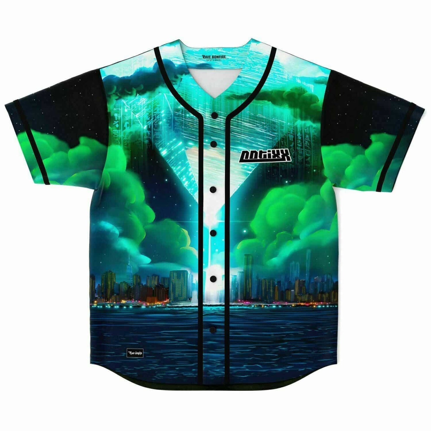 Notixx Black Teal Rave Baseball Jersey