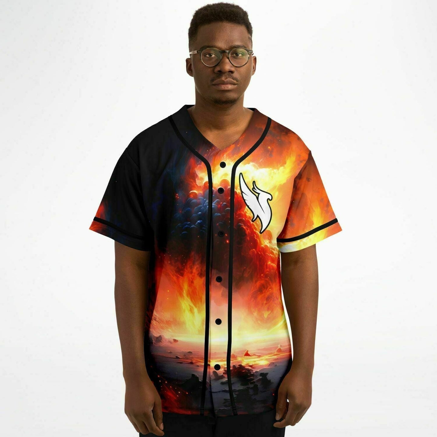 Illenium Fiery Orange Flaming Apocalyptic Rave Baseball Jersey