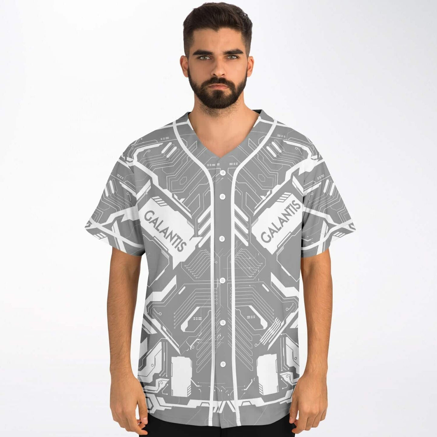 Galantis Gray White Futuristic Circuit Rave Baseball Jersey