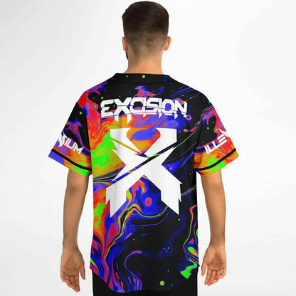 Excision Black Trippy Liquid Rave Baseball Jersey