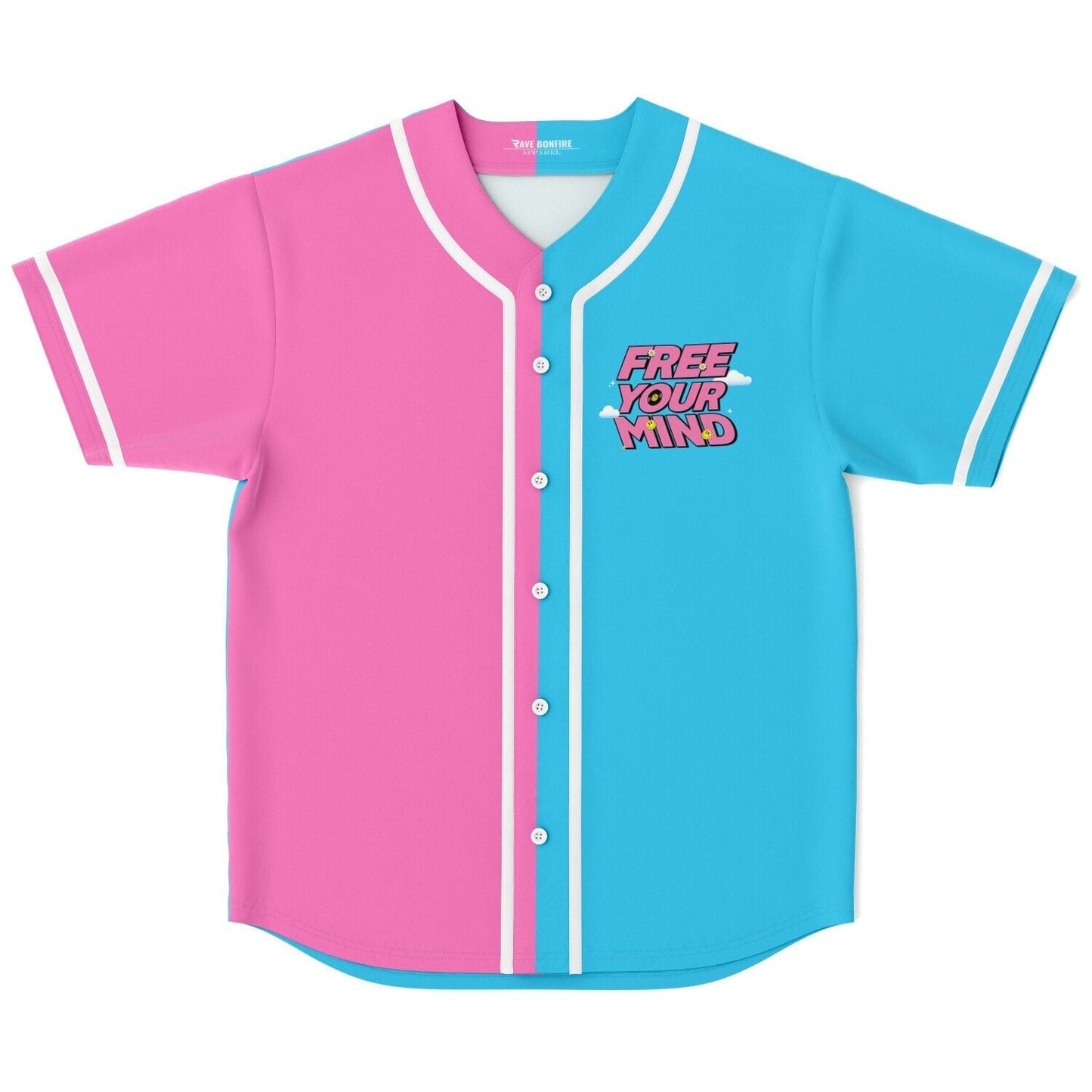 Split Pink Slogan Text Rave Baseball Jersey