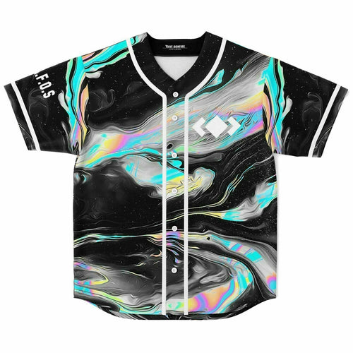 Black Holographic Oil Rave Baseball Jersey