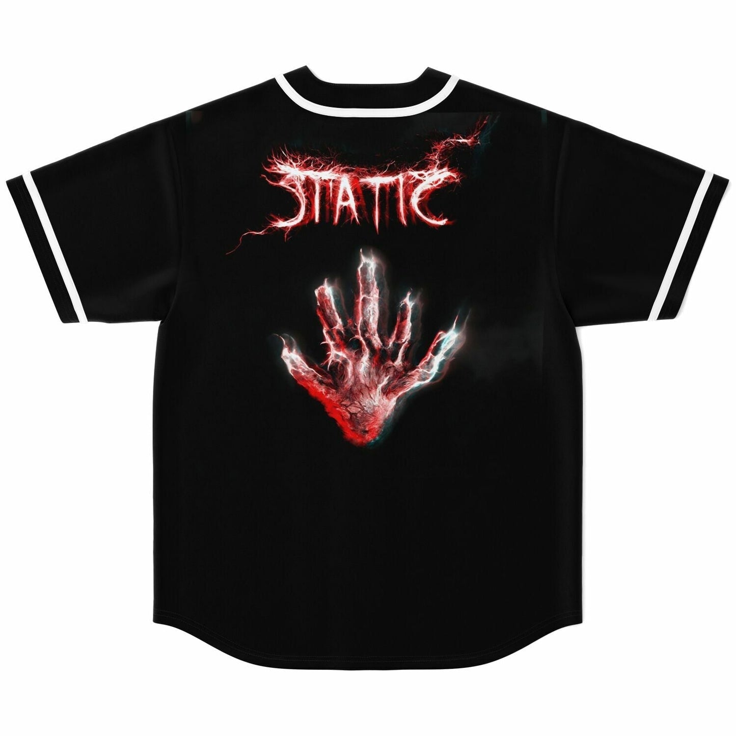 Black Glowing Red Rave Baseball Jersey