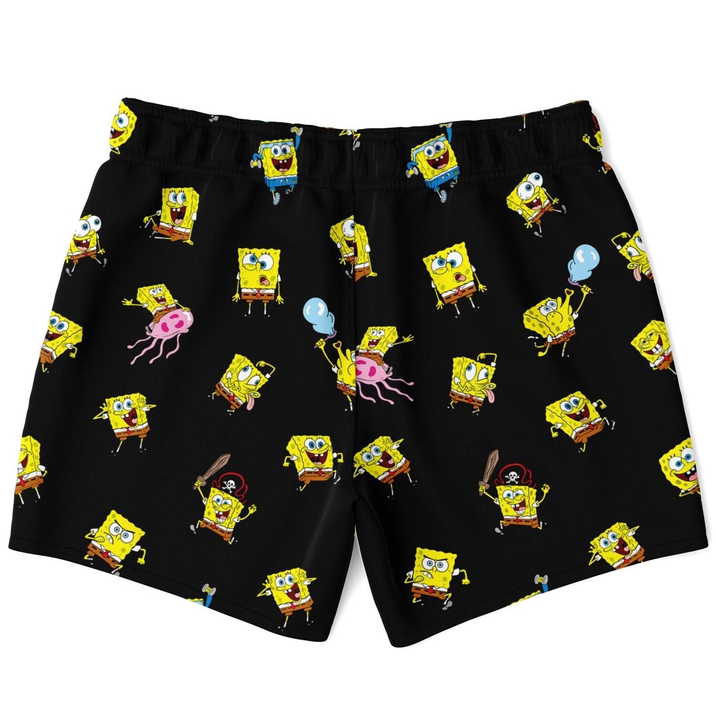 Black Repeating Cartoon Rave Swim Trunks