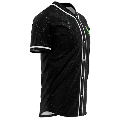 Black Starry Green Flame Rave Baseball Jersey
