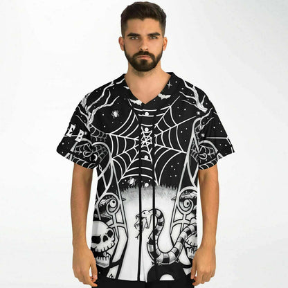 Black White Halloween Scene Rave Baseball Jersey