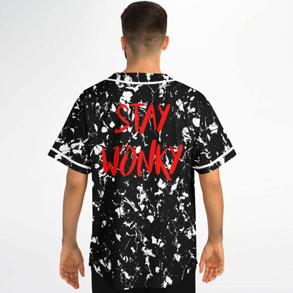 Black White Abstract Paint Rave Baseball Jersey