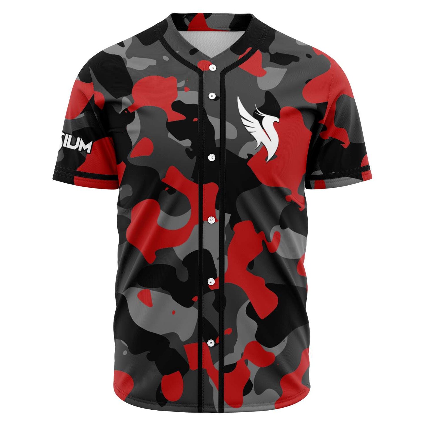 Red Camouflage Rave Baseball Jersey