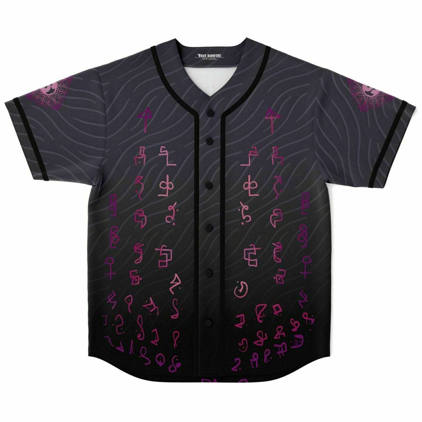 Black Charcoal Mystical Arcane Rave Baseball Jersey