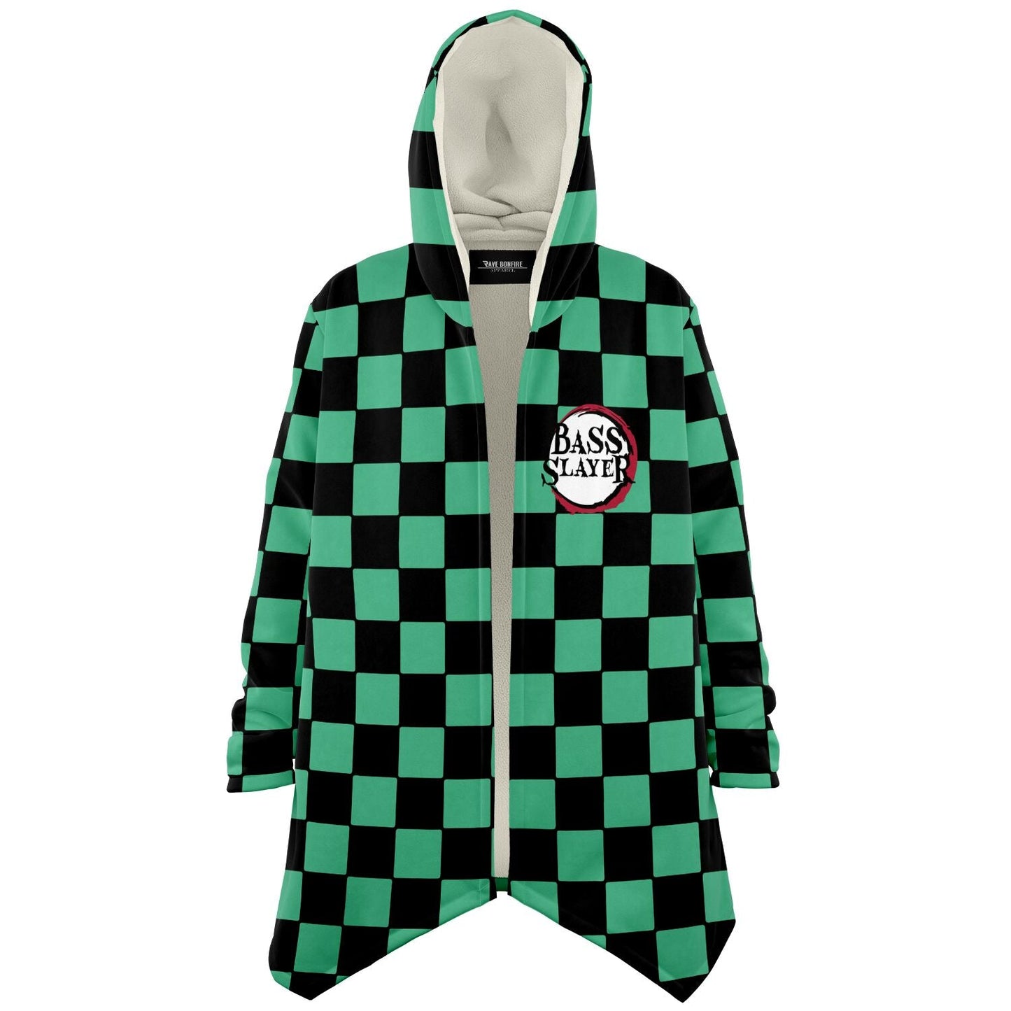 Teal Green Black Checkered Rave Cloak