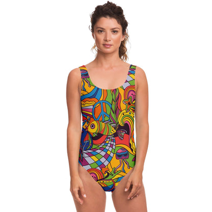 Bright 1960S Psychedelic Rave Swimsuit