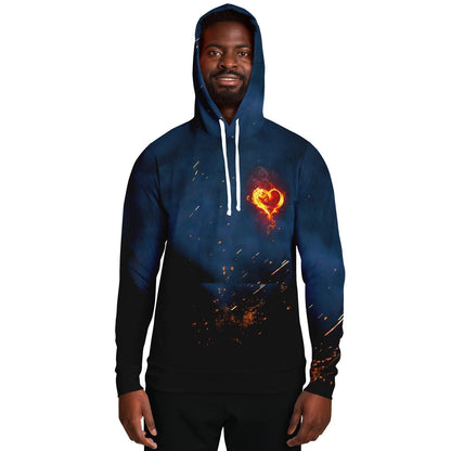 Flaming Heart Navy Ember Rave Hoodie