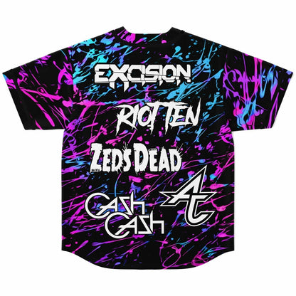 Excision Black Chaotic Paint Rave Baseball Jersey