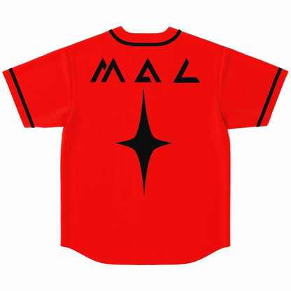 Bright Red Winged Emblem Rave Baseball Jersey
