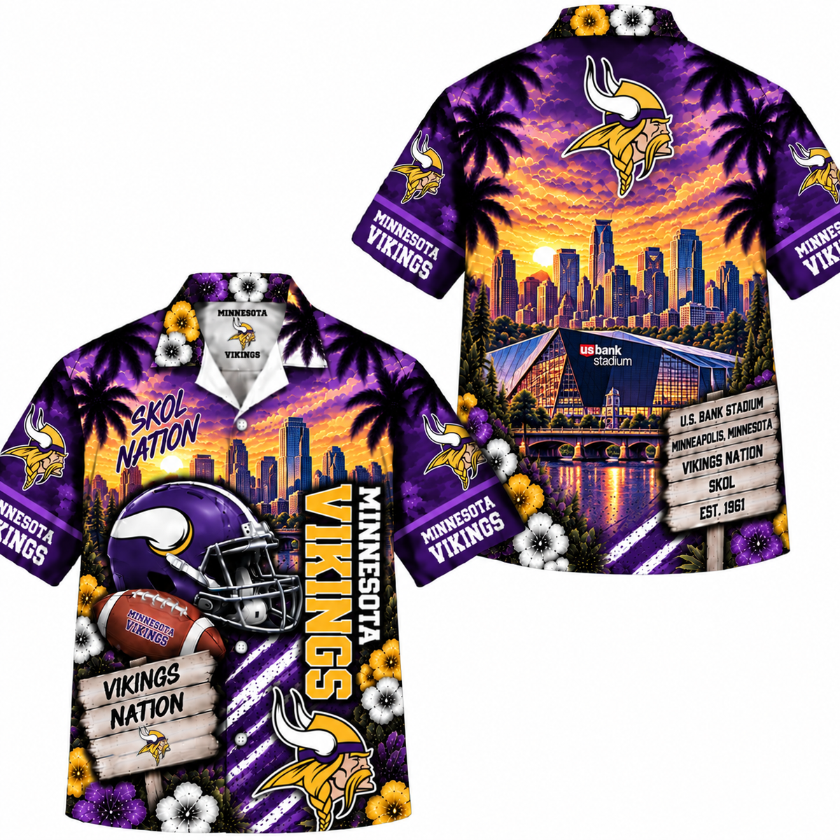 Minnesota Vikings Hawaiian Tropical Sunset Shirt
