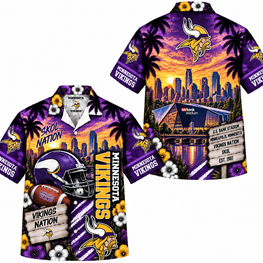 Minnesota Vikings Hawaiian Tropical Sunset Shirt