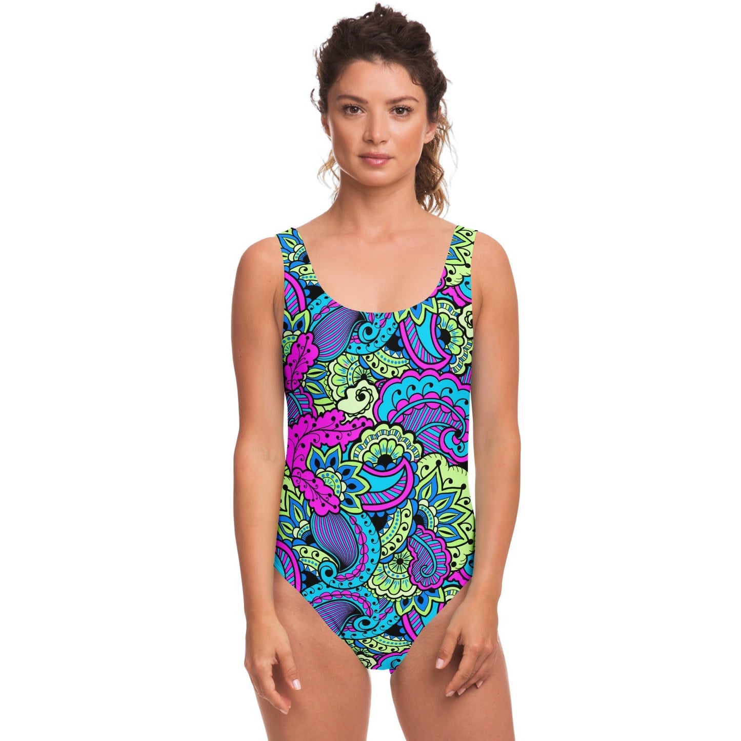 Neon Paisley Floral Rave Swimsuit
