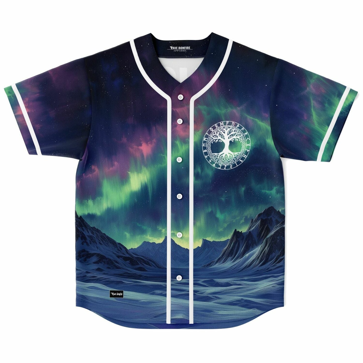 Deep Navy Aurora Borealis Rave Baseball Jersey