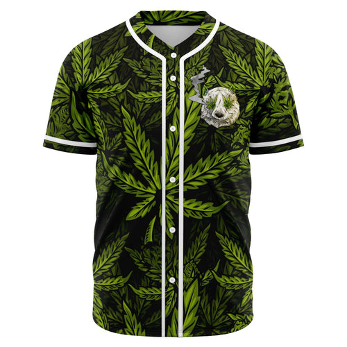 Green Cannabis Leaf Rave Baseball Jersey